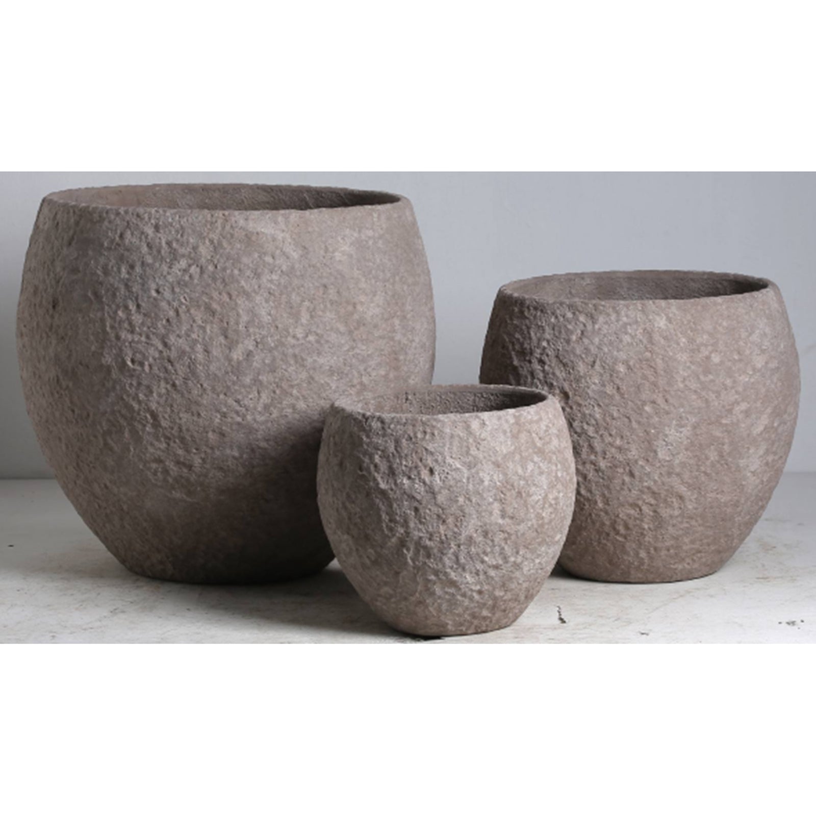 Umber Pot Belly Set Of 3 Planters