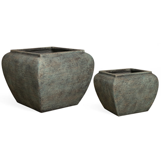 Verdan Square Drum Set Of 2 Planters